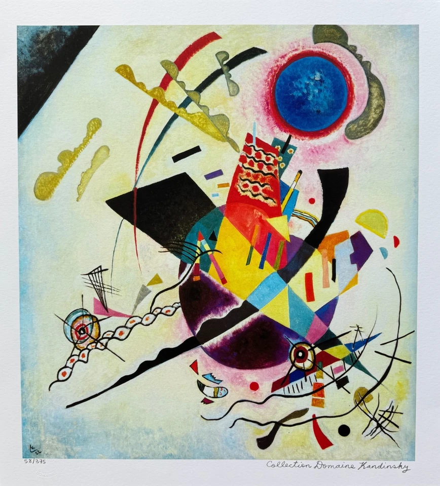 Arte Giclee Wassily Kandinsky CÍRCULO AZUL Estate Firmado Edición Limitada 19" x 17" Foto 2 de 4