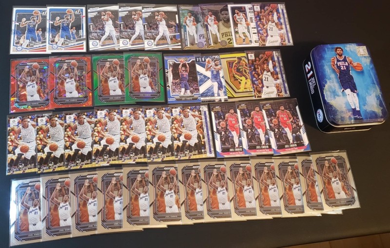 JOEL EMBIID 2020-21 PANINI PRIZM DONRUSS PARALLEL INSERT CARD LOT OF 40 W/TIN