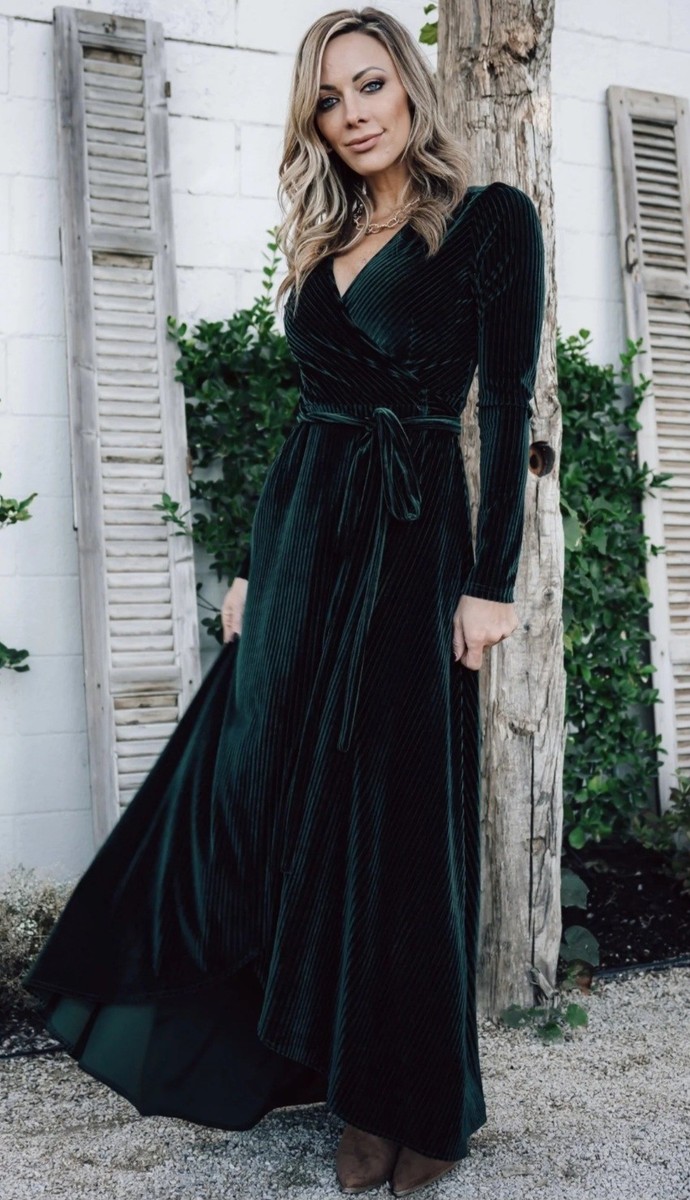 jada ribbed velvet wrap dress Baltic Born Jada Ribbed Velvet Wrap Maxi Dress Size L #4