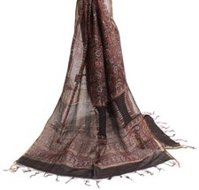 Sushila Vintage Black Dupatta 100 Pure Cotton Hand Printed Long Stole Hijab