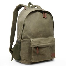 Waxed Canvas Backpack 20L Bag with Laptop Sleeve Leather Pulls Water-Re...