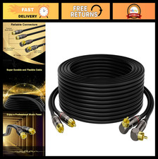 10FT RCA Cable 90 Right Angle 2RCA to 2RCA Stereo Audio Cord, Gold-Plated, Zinc