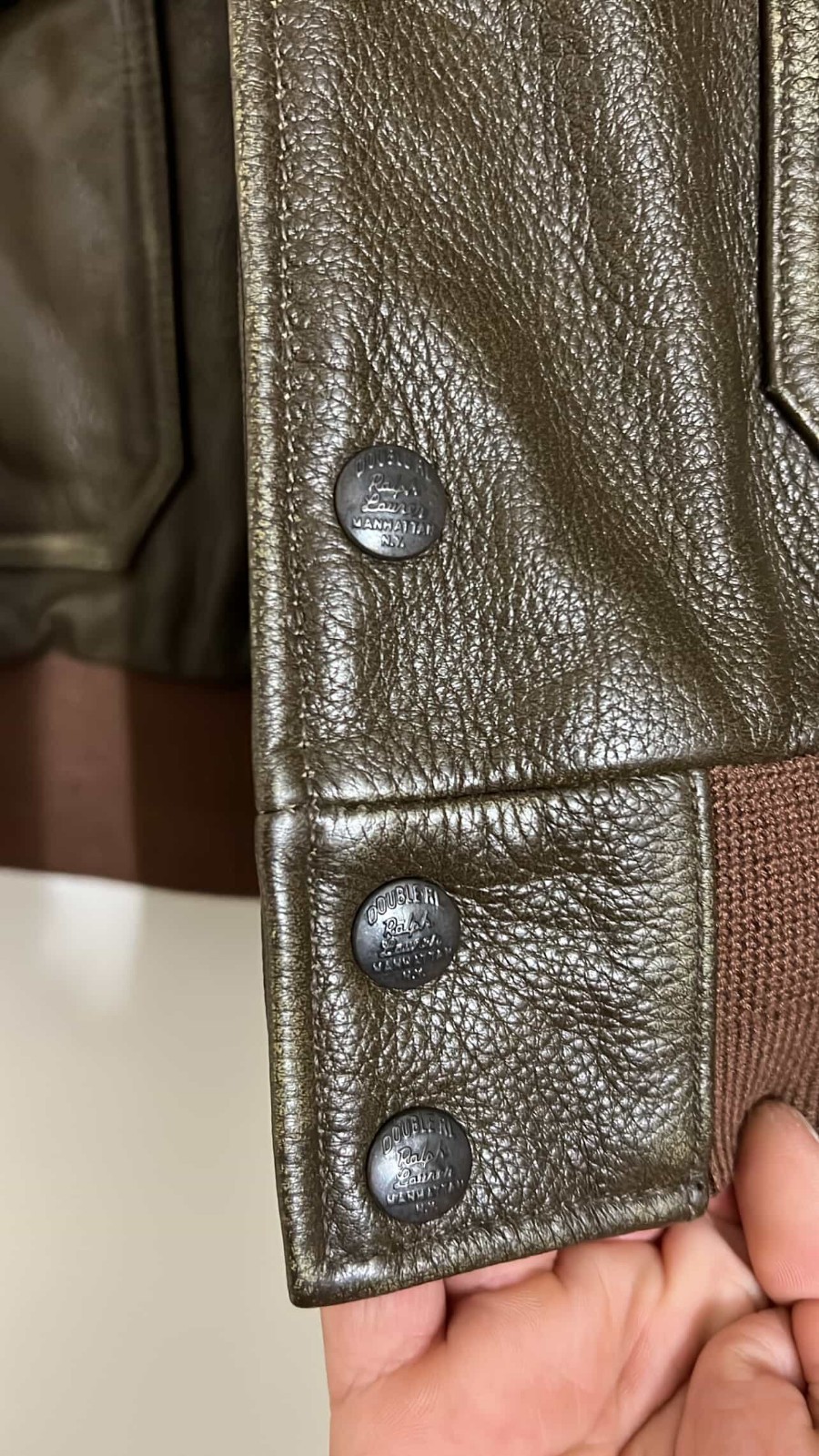 RRL Ralph Lauren Men's Brown Cowhide Leather Bomber Jacket Sample image 2