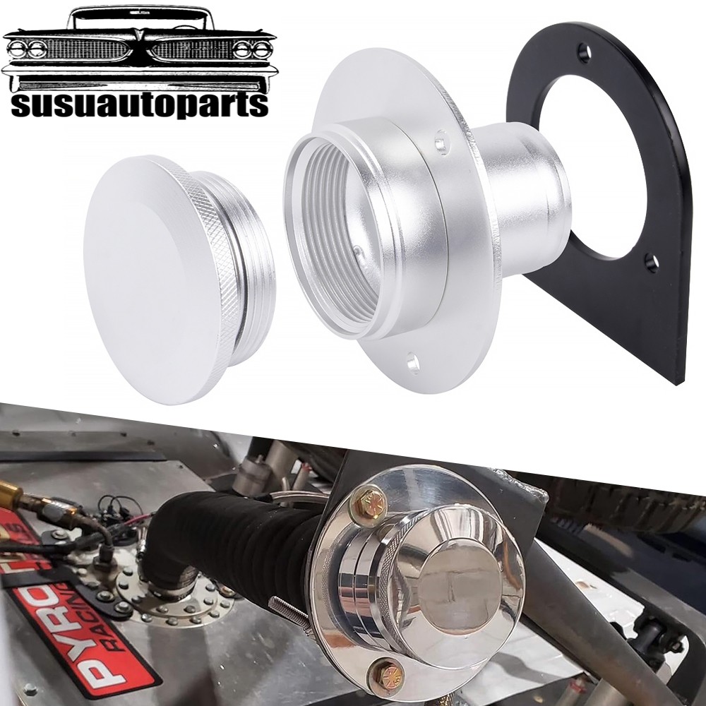 Remote Fuel Tank Filler Neck For 2" Hose with Cap w/ Black Mount Bracket 17-2530
