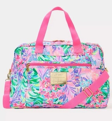 NWT Lilly Pulitzer Disney Parks Beale Weekender Bag Pink Disney Dreamin