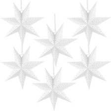 6 Pieces 14 Inch Christmas Star Lantern - White 7-Pointed Large Lamp Shade - ...