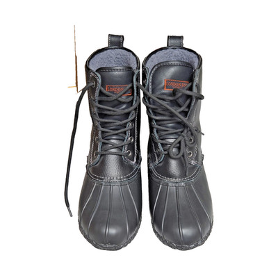 London Fog Men's Black Ankle Lace Up Duck Boots Leather/Synthetic Upper Size 9