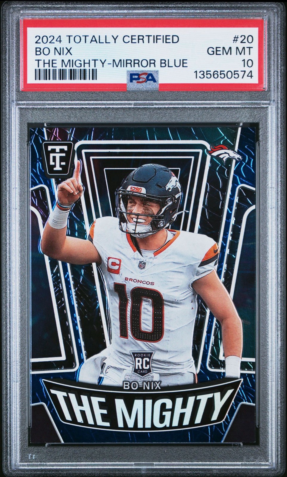 Bo Nix Panini Totally Certified the Mighty #20 Mirror Blue