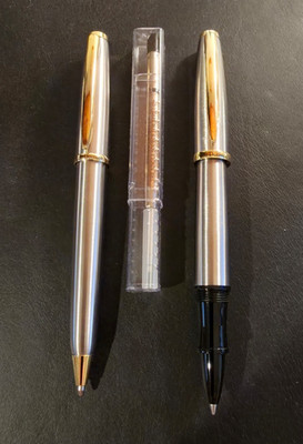 Monteverde Aldo Domani Ballpoint Pen and Rollerball Brushed Set