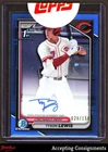 2024 Bowman Chrome Draft Blue Refractor Tyson Lewis 1st Rookie AUTO 028/150 REDS