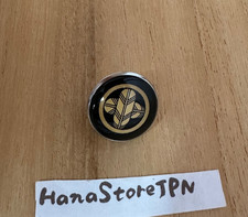 Japanese Kamon Family Crest Pin Badge Stainless Steel Glass Hawk feathers