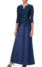 Alex Evenings Women's Two Piece Mother of The Bride Dress W/Lace Jacket Sz10 NEW