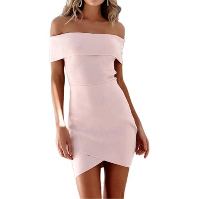 Hello Molly Everybody Loves Me Light Pink Bodycon Knit Off Shoulder Dress Sz 4