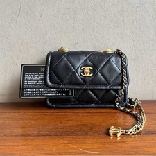 Chanel 20B Mini Flap Waist Bag Black Calfskin Gold HW Coin Chain [Duties Paid]