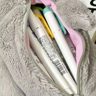 Cute Plush Shark Pencil Case Student Stationery School Supplies Storage Pen Bag