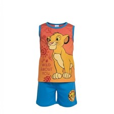 Pyjama Été Garçon Simba Débardeur Orange + Short Bleu 5 Ans Neuf