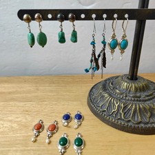 Lot of 4 Designer CCO & 3 Native American Earrings Sterling Silver, Turquoise