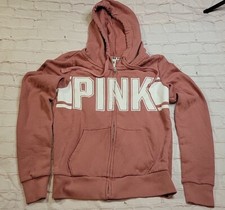 Victoria's Secret Pink Jacket Size XS Pink Full Zip Spell Out Hooded Logo