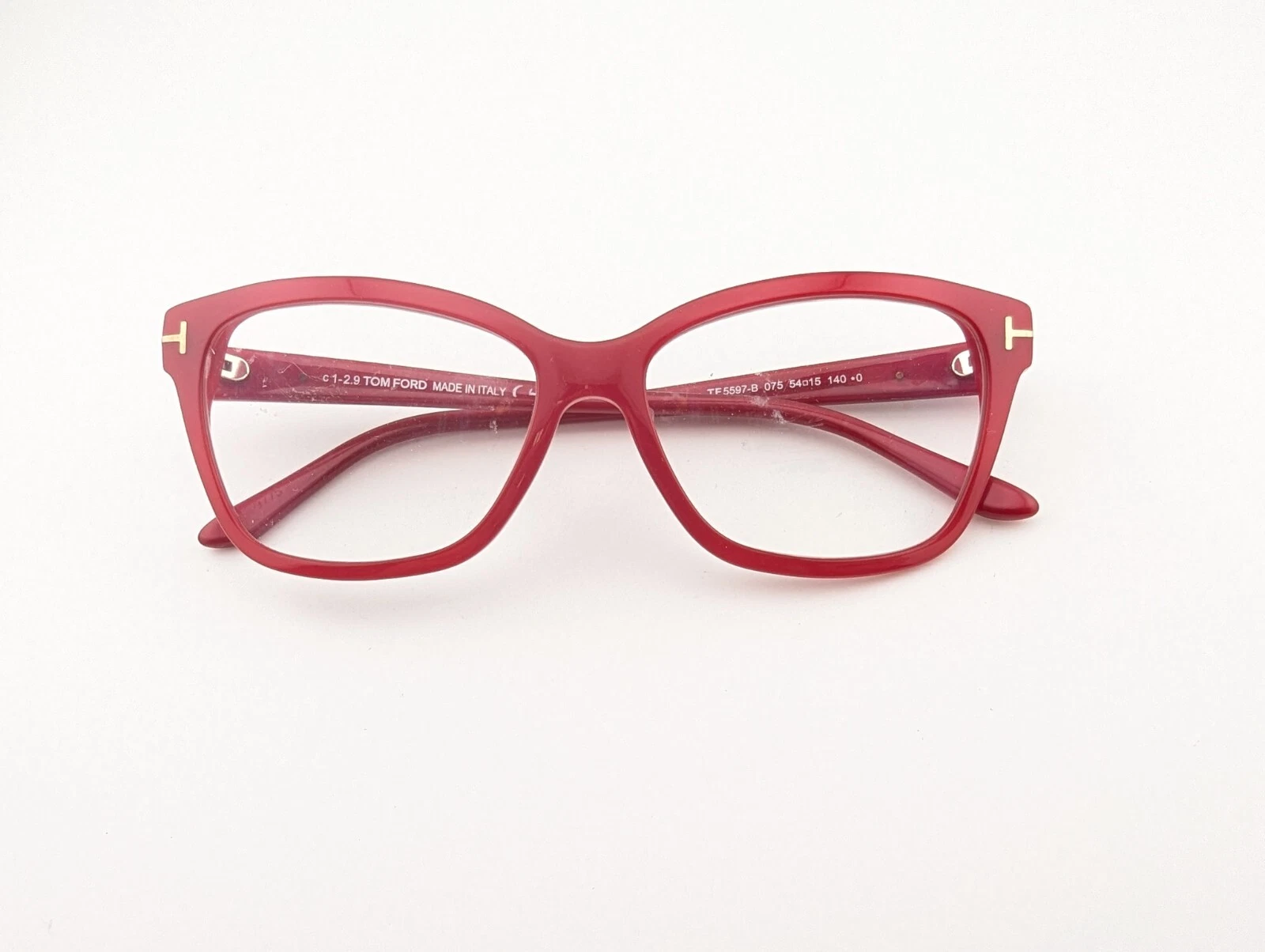Tom Ford Eyeglasses, Frames Only, TF5597 B 075 Red, 54 15 140, Plastic, Italy