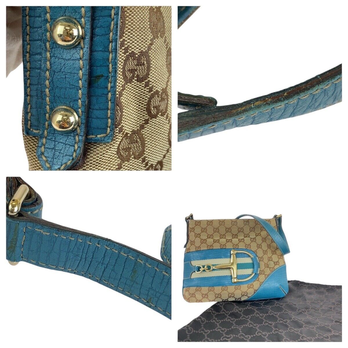 GUCCI vintage Web Stripe Horsebit 141506 Shoulder Bag Light GUCCI vintage Web Stripe Horsebit 141506 Shoulder Bag Light