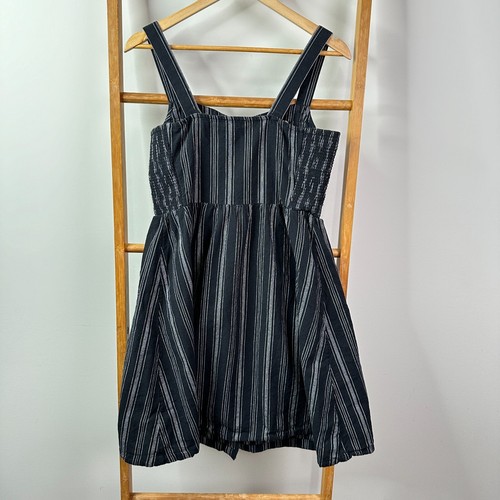 FatFace Mini Dress Womens 12 Black & Grey Striped Sleeveless Button Up - Picture 5 of 9
