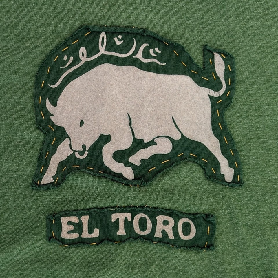 Men's Green El Toro Tshirt Large Charging Bull Shirt Lit Brand 18.5