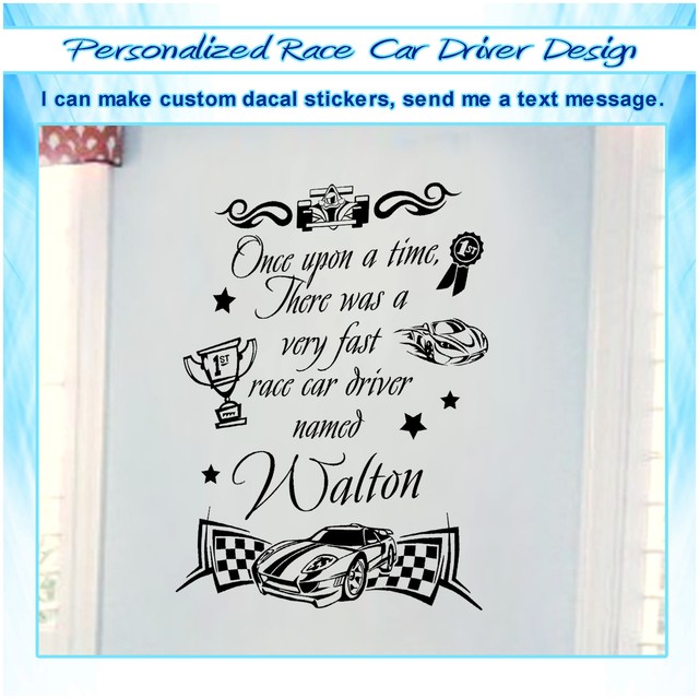 Custom Personalized Name Race Car Driver Wall Decor Art Vinyl Sticker