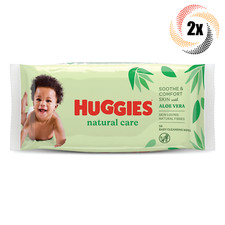 2x Packs Huggies Baby Wet Wipes Natural Care Aloe Vera  56 Wipes Per Pack