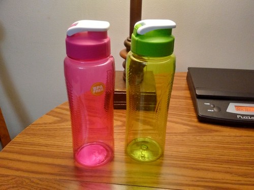 Plastic Water bottle green and pink