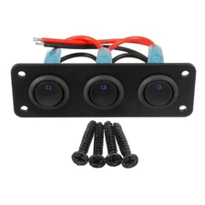 3 Gang 3Pin On-Off Blue LED Toggle Rocker Switch Panel Car Boat Marine Truck 12V