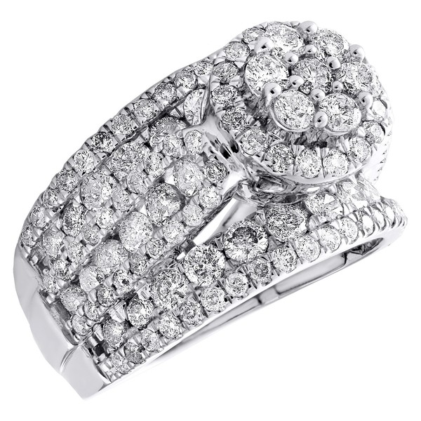 10K WeißGold Diamant Verlobungsring Kathedrale Schaft Rund Halo Mitte 3 Karat-image