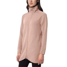 Mpg Ribbed Zip Front Tunic Length Jacket L Mauve Pink