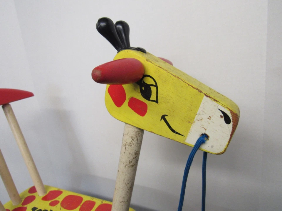 Винтажная деревянная игрушка для верховой езды на скутере жирафе 1960-е PLAYKOOL - Изображение 3 из 4