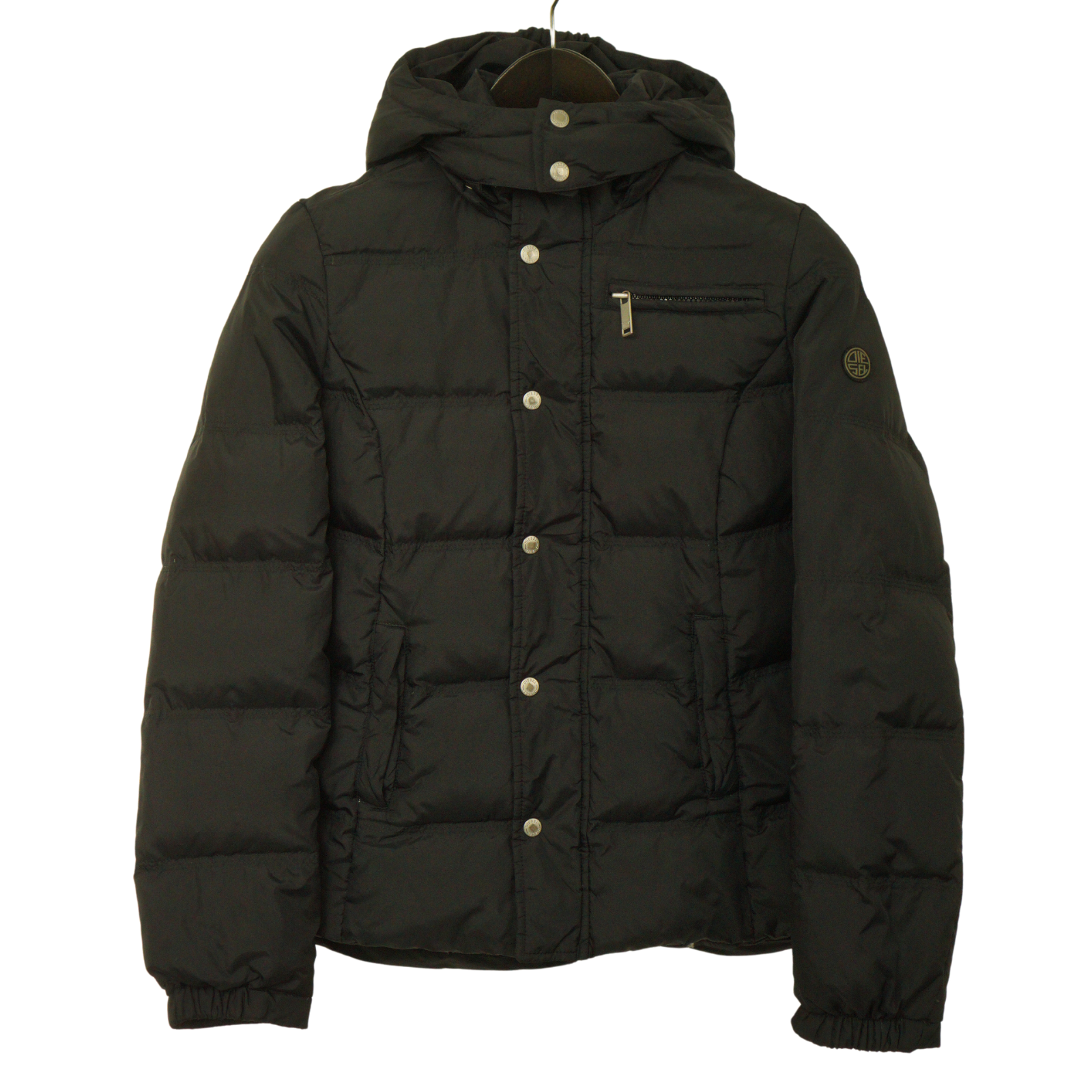 Women Diesel Jacket Full Zip Black Down Nylon Hooded Breathable Size XS  VAR135