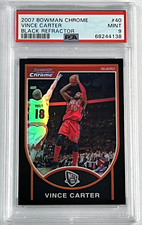 2007 BOWMAN CHROME BLACK REFRACTOR /199 VINCE CARTER #40 PSA 9 MINT