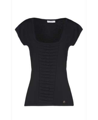 Versace Collection Lightweight Navy Blue Capped Sleeve Top