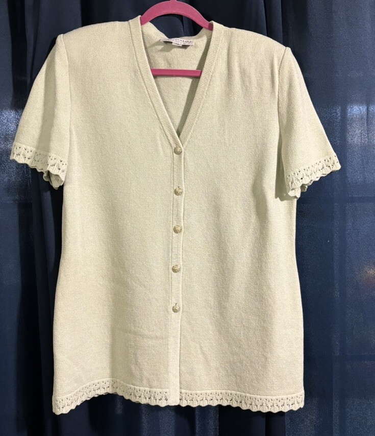 ST.JOHN  Collections Light Green Button Front Top… - image 1