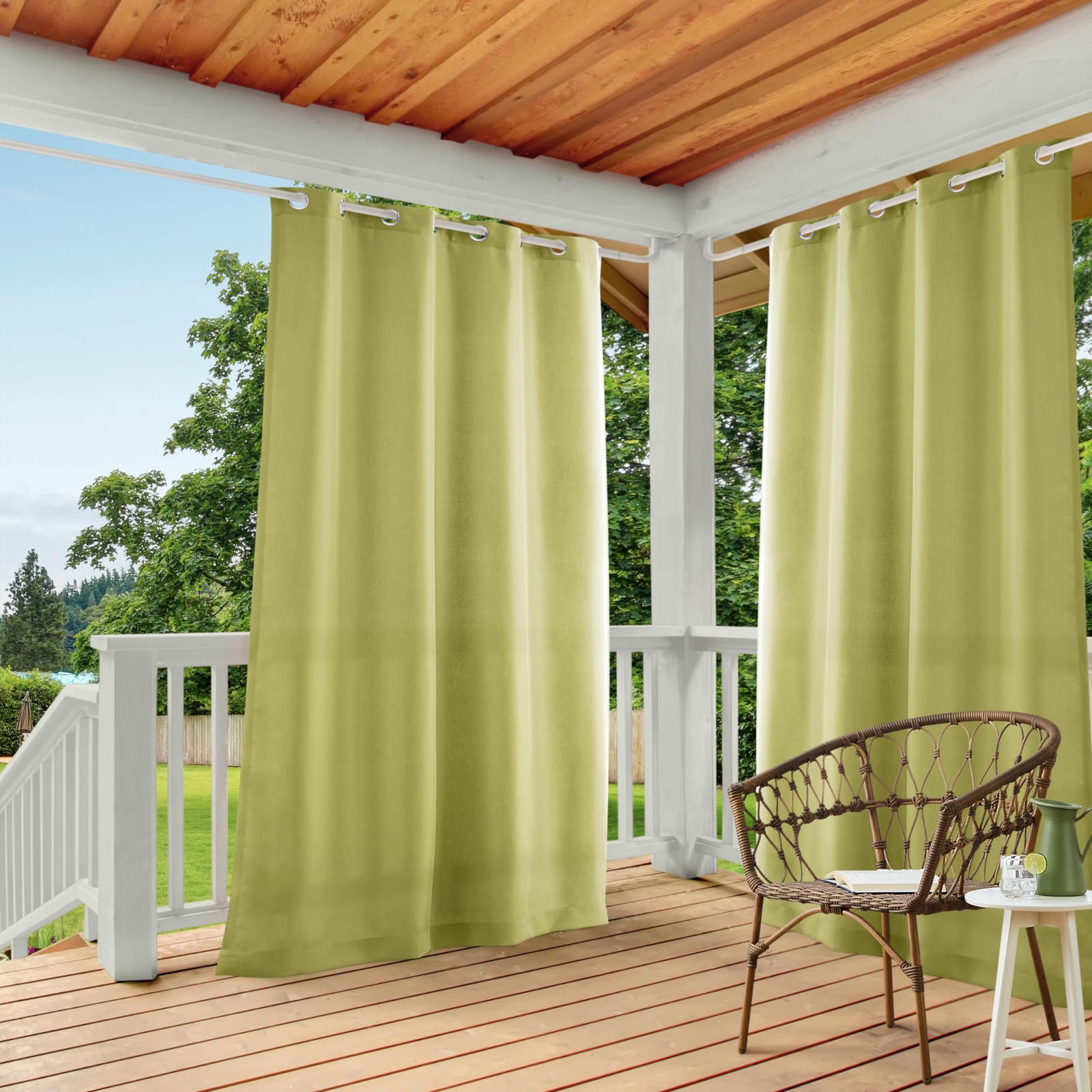 Cabana Solid Heavyweight Indoor Outdoor Curtains, Light Filtering Opacity wit...