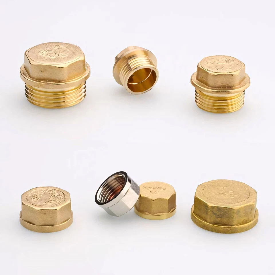 Tappo terminale stop maschio in ottone flangiato filettato BSP 1/8" 1/4" 3/8" 1/2" 3/4" a 2" - Immagine 3 di 4