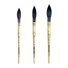 XDT#920 Mop Round Tip Art Brush 3Pc #8#10#12 Black Goat Acrylic Watercolor
