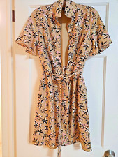 Banana Republic Tan Floral Button Up Tie Dress Size 4