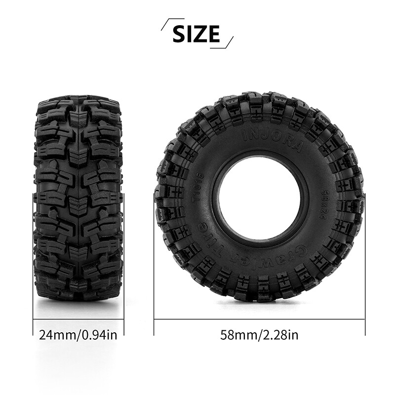 Injora 1.0 Plus Brass -3.75mm Offset Wheel 1.0 Tire For Axial SCX24 TRX4M FCX24 Traxxas Maxx