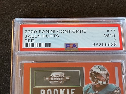 2020 Contenders Optik Jalen Hurts RC rot/125 Rookie Ticket bewertet PSA 9 - Bild 2 von 4