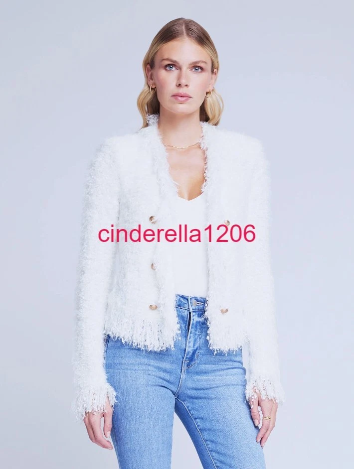 NWT L AGENCE Azure Cardigan Blazer WHITE XXL