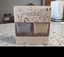 NAILS INC Champagne Shine Nail Polish Duo FIZZ-ICAL , STRAIGHT TO MY HEAD~BNIB