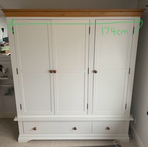 Oak Topped Triple Wardrobe with drawers used (light grey)
