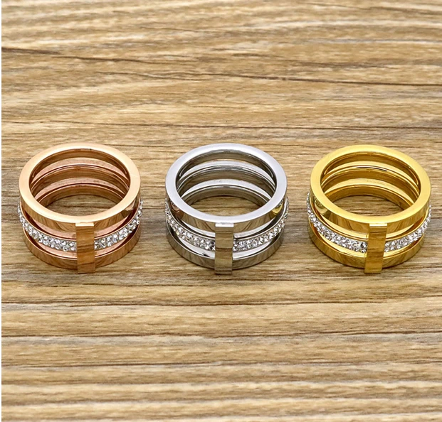 EDELSTAHL Ring XL BREIT 11mm STRASS silber rose gold Strassstein +++ AUSWAHL  - Bild 2 von 4