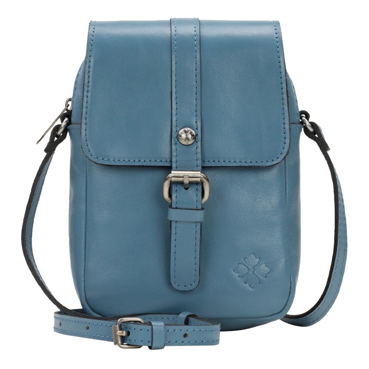 Patricia Nash Zeva Leather Crossbody Wallet Blue Fog | eBay