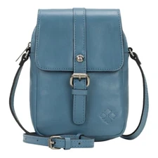 Patricia Nash Zeva Leather Crossbody Wallet Blue Fog