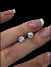 4 Ct Round Cut VVS1/D GRA Certified Moissanite Stud Earrings 14K White Gold 8mm